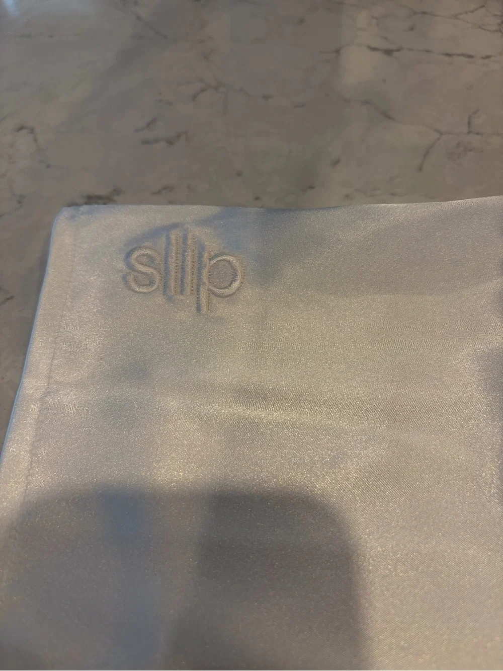 slip White Silk Pillowcase with Embroidered Logo